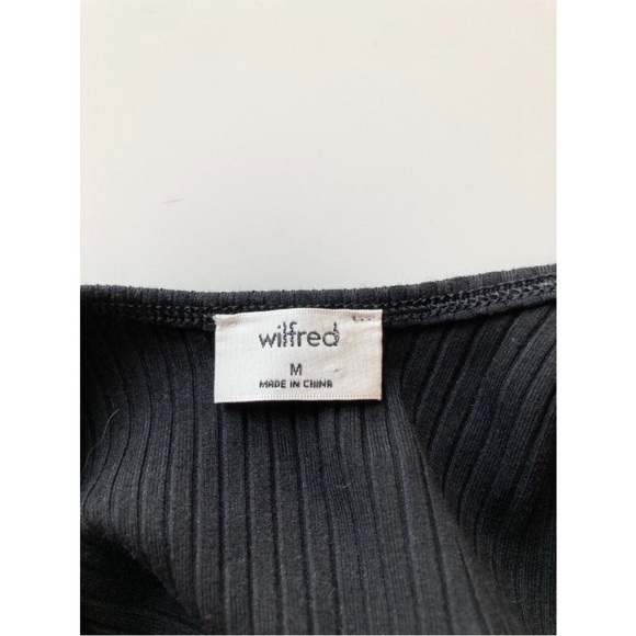 Aritzia WILFRED Annecy Black Ribbed Square Neck Thong Bodysuit, Size M - Picture 9 of 15